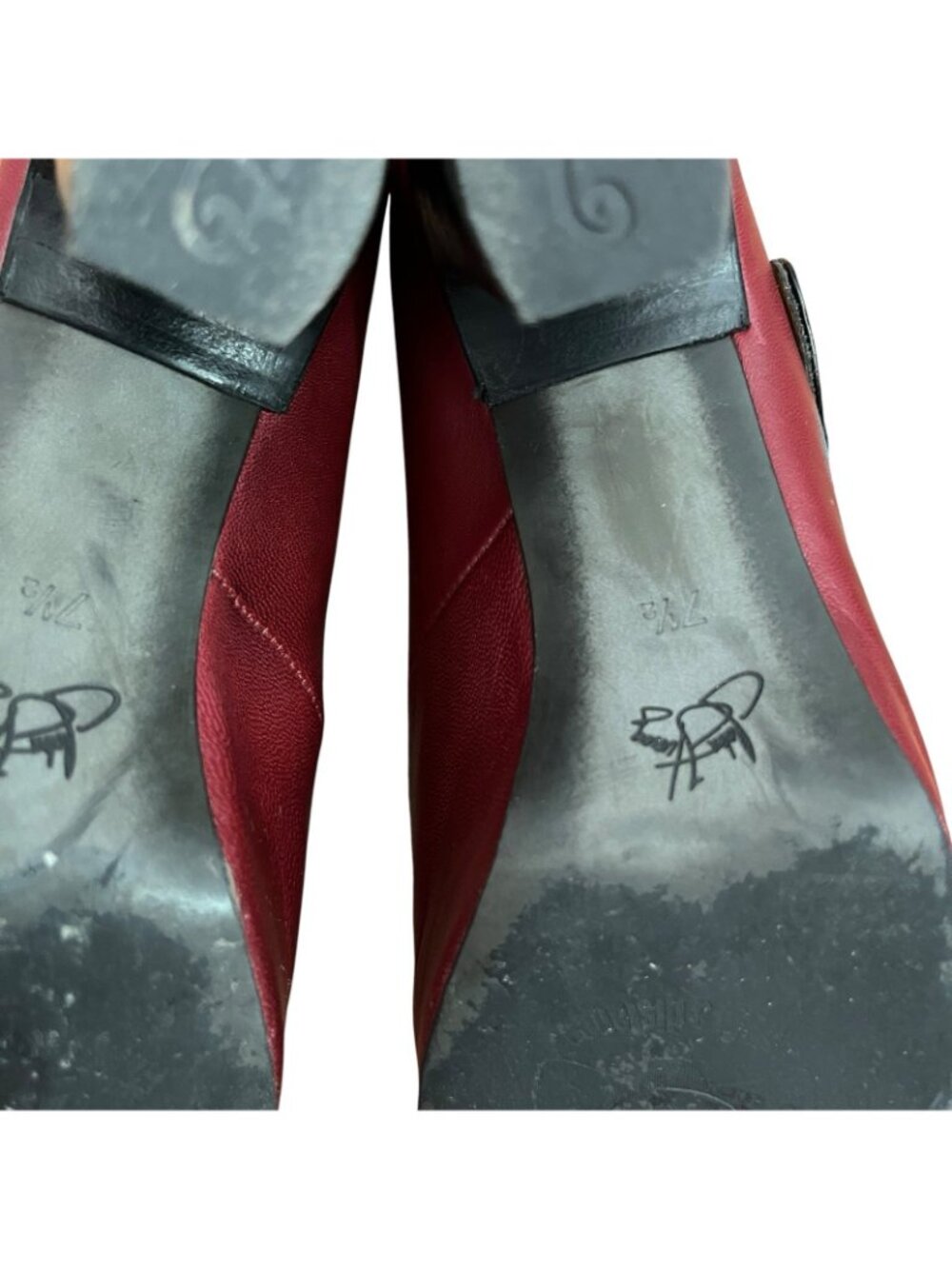 John Fluevog Arbus Leather T-Strap Heels In Red Women Sz 7.5 - Picture 14 of 15